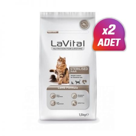 2 Adet - Lavital Sterilised Kuzu Etli Kısırlaştırılmış Kedi Maması 1.5 Kg