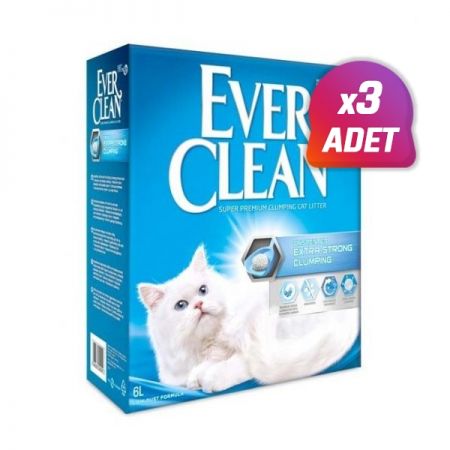 3 Adet - Ever Clean Extra Strong Kokusuz Topaklanan Kedi Kumu 6 Lt
