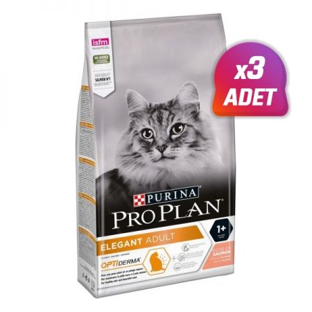 3 Adet - Pro Plan Elegant Somonlu Yetişkin Kedi Maması 3 Kg