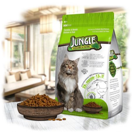 Jungle Tavuk ve Balıklı Yetişkin Kedi Maması 1.5 Kg