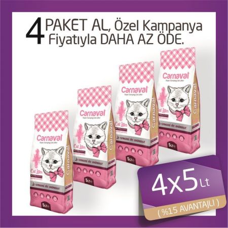 Carnaval Bebek Pudralı Topaklanan Bentonit Kedi Kumu İnce 4x5 Lt