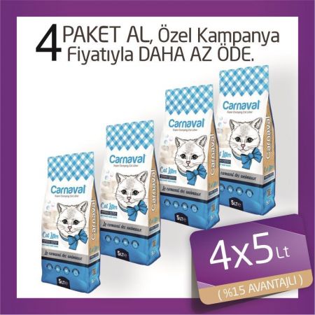 Carnaval Marsilya Sabunlu Topaklanan Bentonit Kedi Kumu İnce 4x5 Lt
