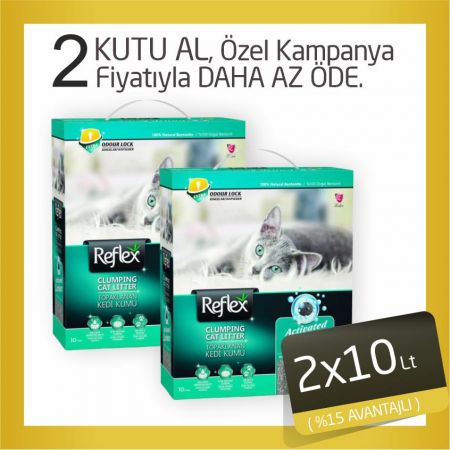 Reflex Aktif Karbonlu Topaklanan Kedi Kumu 2x10 Lt