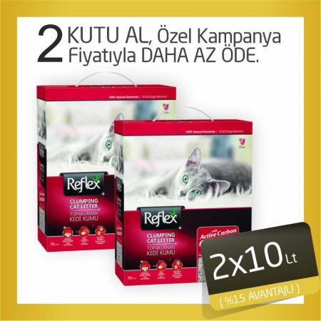 Reflex Aktif Karbonlu Topaklanan Kedi Kumu 2x10 Lt