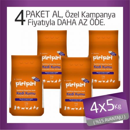 Pisi Pisi Sabunlu Topaklanan Bentonit Kedi Kumu İnce 4x5 Kg