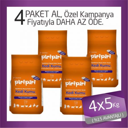 Pisi Pisi Sabunlu Topaklanan Bentonit Kedi Kumu Kalın 4x5 Kg