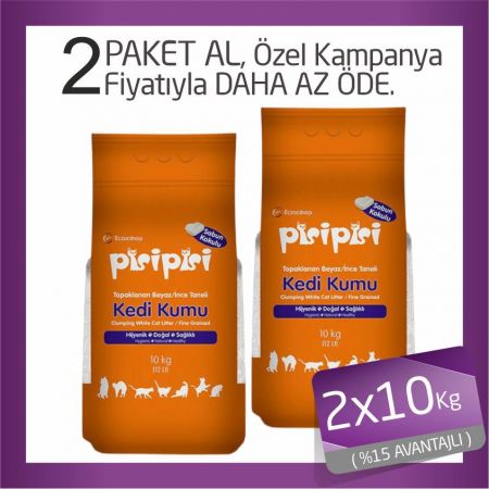 Pisi Pisi Sabunlu Topaklanan Bentonit Kedi Kumu İnce 2x10 Kg