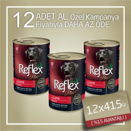 Reflex Plus Kuzulu Karaciğerli Yetişkin Köpek Konservesi 12x415 Gr