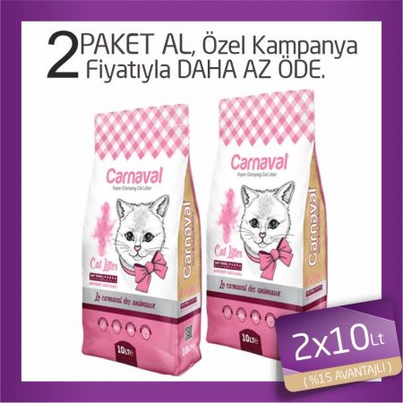 Carnaval Bebek Pudralı Topaklanan Bentonit Kedi Kumu İnce 2x10 Lt