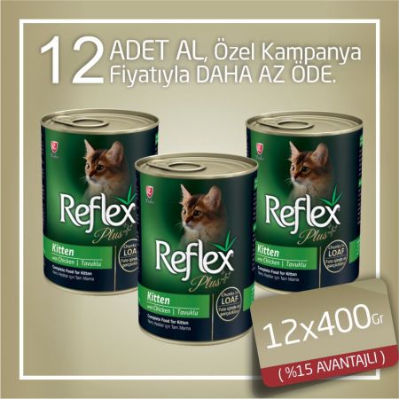 Reflex Plus Kitten Tavuklu Konserve Yavru Kedi Maması 12x400 gr