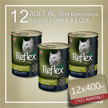 Reflex Plus Hindi ve Ördekli Konserve Yetişkin Kedi Maması 12x400 gr