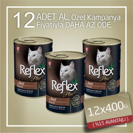 Reflex Plus Beef Dana Etli Konserve Yetişkin Kedi Maması 12x400 gr
