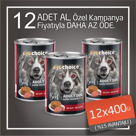 Pro Choice Adult Biftekli Yetişkin Köpek Konservesi 12x400 Gr