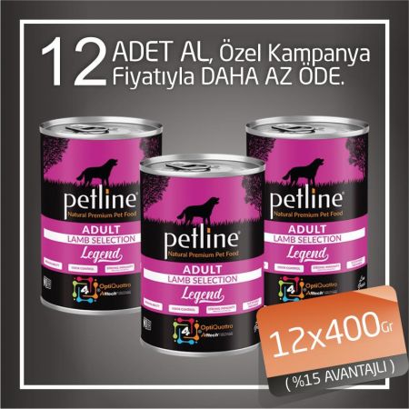 Petline Natural Adult Kuzu ve Pirinçli Pate Yetişkin Köpek Konservesi 12x400 Gr