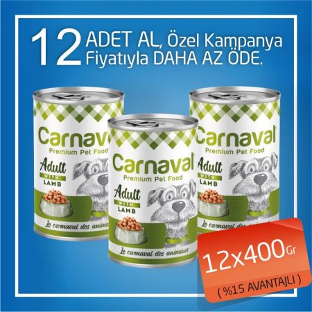 Carnaval Premium Dog Kuzu Etli Yetişkin Köpek Konservesi 12x400 Gr