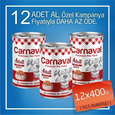 Carnaval Premium Dog Biftekli Yetişkin Köpek Konservesi 12x400 Gr