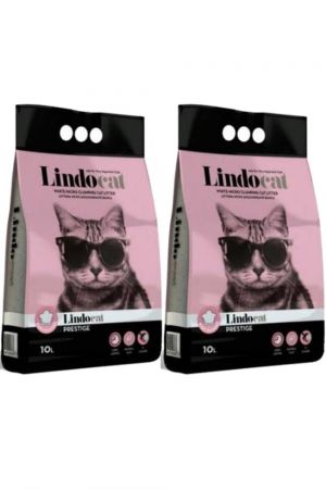Lindocat Pudra Kokulu Parfümlü Bentonit Topaklanan Ince Taneli Kedi Kumu 10 Lt 2 Adet