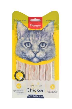 Wanpy Tavuklu Sıvı Kedi Ödül Maması 5x14gr