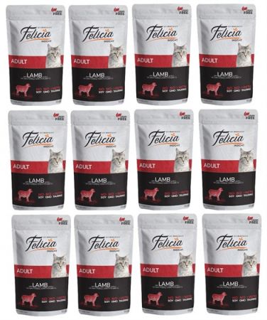 Felicia Tahılsız Yetişkin Kuzu Etli Yaş Kedi Maması 85 gr x 12 Adet