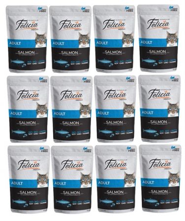 Felicia Tahılsız Yetişkin Somonlu Yaş Kedi Maması 85 gr x 12 Adet