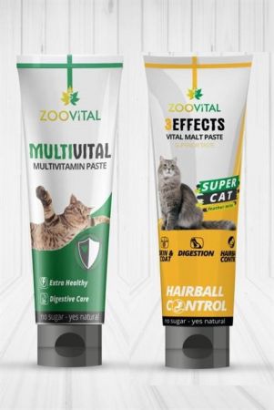 Zoovital Malt Paste 3 Effects Kedi Macunu 100 Gr + Multivital Cat 13 Kedi Vitamin Malt 100 Gr 