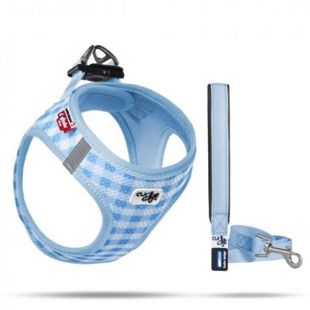 Curli Vest Air-Mesh Köpek Göğüs Tasması Mavi Ekose Xsmall 35-40 Cm