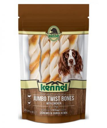 Kennel Jumbo Twist Bones Jumbo Köpek Çiğnemelik Burgu Kemik - 20 cm x 6 Adet (240 gr)