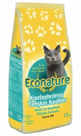 Econature Tavuklu Kisirlastirilmis Kedi Mamasi 15 Kg