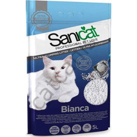 Sanicat Bianca Topaklaşan Kokusuz Emici Doğal Kedi Kumu 5 L
