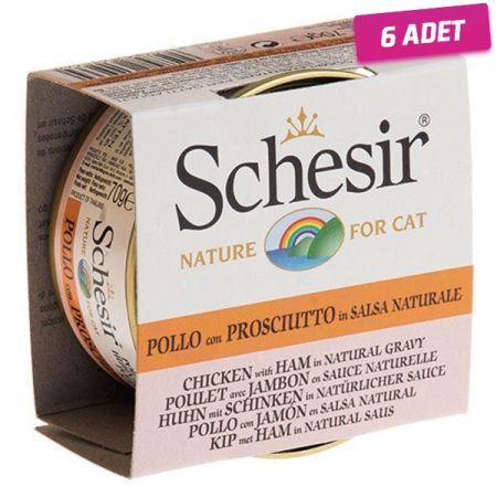 Schesir Tavuk ve Karidesli Naturel Konserve Kedi Maması 70 Gr - 6 Adet