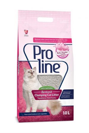 Proline Doğal Topaklanan Baby Powder Kokulu Kedi Kumu 10 lt