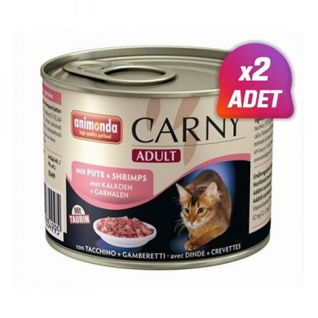 2 Adet - Animonda Carny Hindi ve Karidesli Konserve Kedi Maması 200 Gr