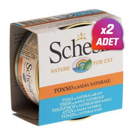 2 Adet - Schesir Broth Naturel Sauce Çipura ve Ton Balıklı Yetişkin Konserve Kedi Maması 70 Gr