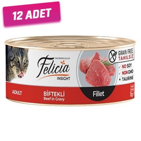 Felicia Tahılsız Biftekli Fileto Yetişkin Konserve Kedi Maması 85 Gr - 12 Adet