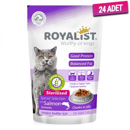 Royalist Sterilised Somonlu Kısırlaştırılmış Yetişkin Kedi Konservesi 85 Gr - 24 Adet