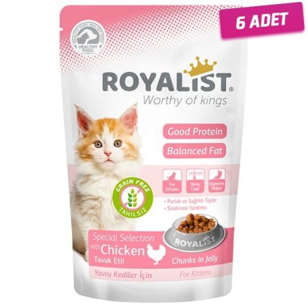 Royalist Kitten Tahılsız Tavuklu Pouch Jöleli Yavru Kedi Konservesi 85 Gr - 6 Adet