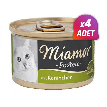 4 Adet - Miamor Pastete Tavşanlı Tahılsız Konserve Kedi Maması 85 Gr