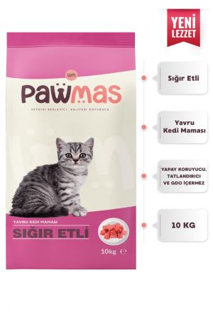 Pawmas Sığır Etli Yavru Kedi Maması 10 Kg
