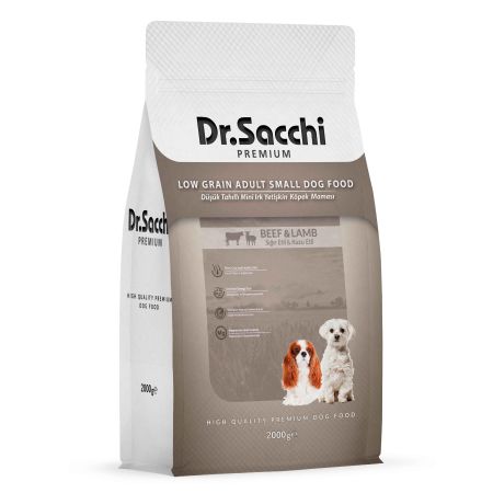 Dr.Sacchi Premium Düşük Tahıllı Sığır Etli & Kuzu Etli Mini Irk Köpek Maması 2 Kg