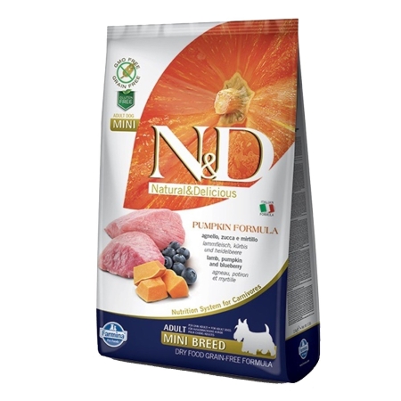 N&D Pumpkin Tahılsız Kuzu & Yaban Mersini Yetşikin Mini Köpek Maması 7 Kg