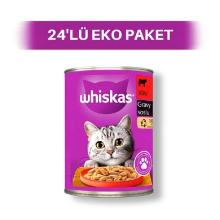 Whiskas Sos İçinde Sığır Etli Yetişkin Kedi Konservesi 24 x 400 gr