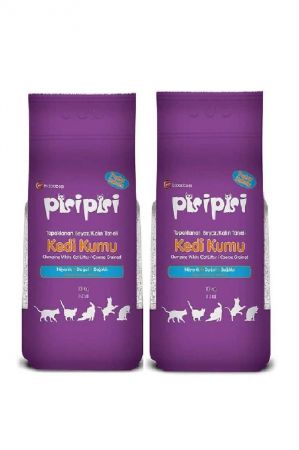 Pisi Pisi Pudra Kokulu Kalın Taneli Kedi Kumu 10 Kg (12 Lt) x 2 Adet