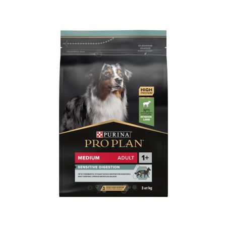 Pro Plan Medium Adult Sensitive Digestion Kuzulu ve Pirinçli Orta Irk Yetişkin Köpek Maması 3 kg