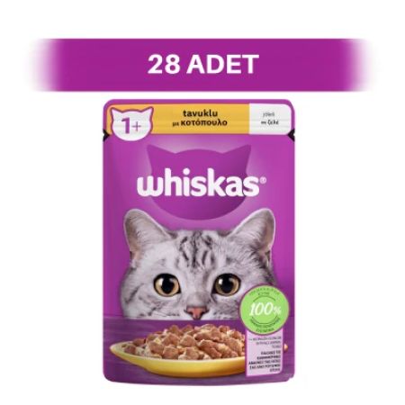 Whiskas Jöle İçinde Tavuklu Pouch Yetişkin Kedi Yaş Maması 28 x 85 gr