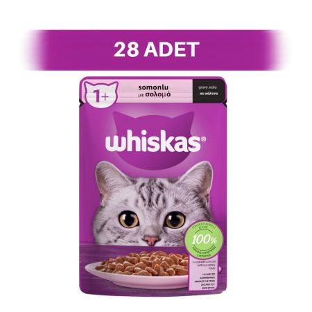 Whiskas Somonlu Pouch Yetişkin Kedi Yaş Maması 28 x 85 gr