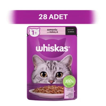 Whiskas Sos İçinde Somonlu Pouch Yetişkin Kedi Yaş Maması 28 x 85 gr