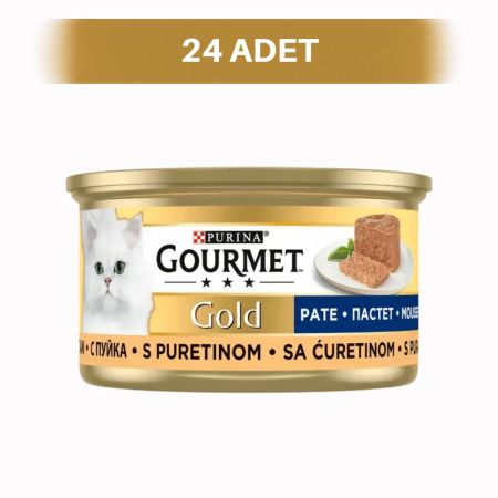 Gourmet Gold Kıyılmış Hindi Etli Yetişkin Kedi Konservesi 24 x 85 gr