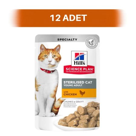 Hill's Science Plan Tavuklu Pouch Kısırlaştırılmış Yetişkin Kedi Yaş Maması 12 x 85 gr