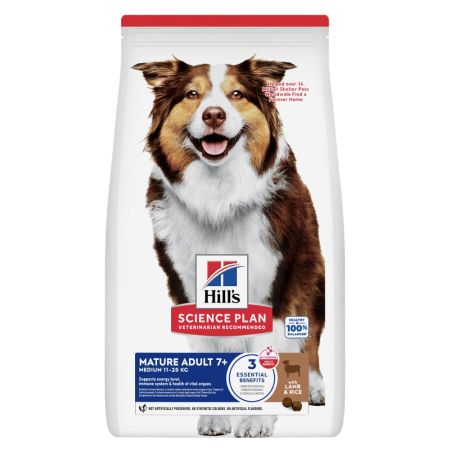 Hill's Science Plan Mature Adult +7 Kuzu Et ve Pirinçli Orta Irk Olgun Yetişkin Köpek Maması 14 kg
