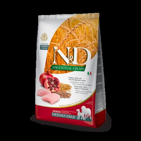 N&D Ancestral Grain Senior Düşük Tahıllı Tavuklu Ve Narlı Orta ve Büyük Irk Yaşlı Köpek Maması 12 kg